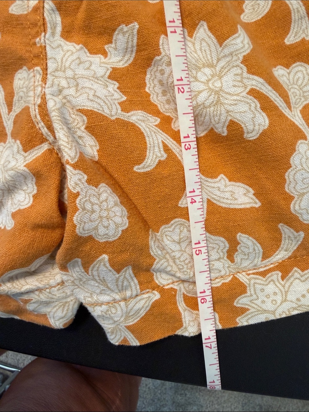 Briggs New York Orange Floral High-Waist Smocked Shorts - Picture 7 of 7